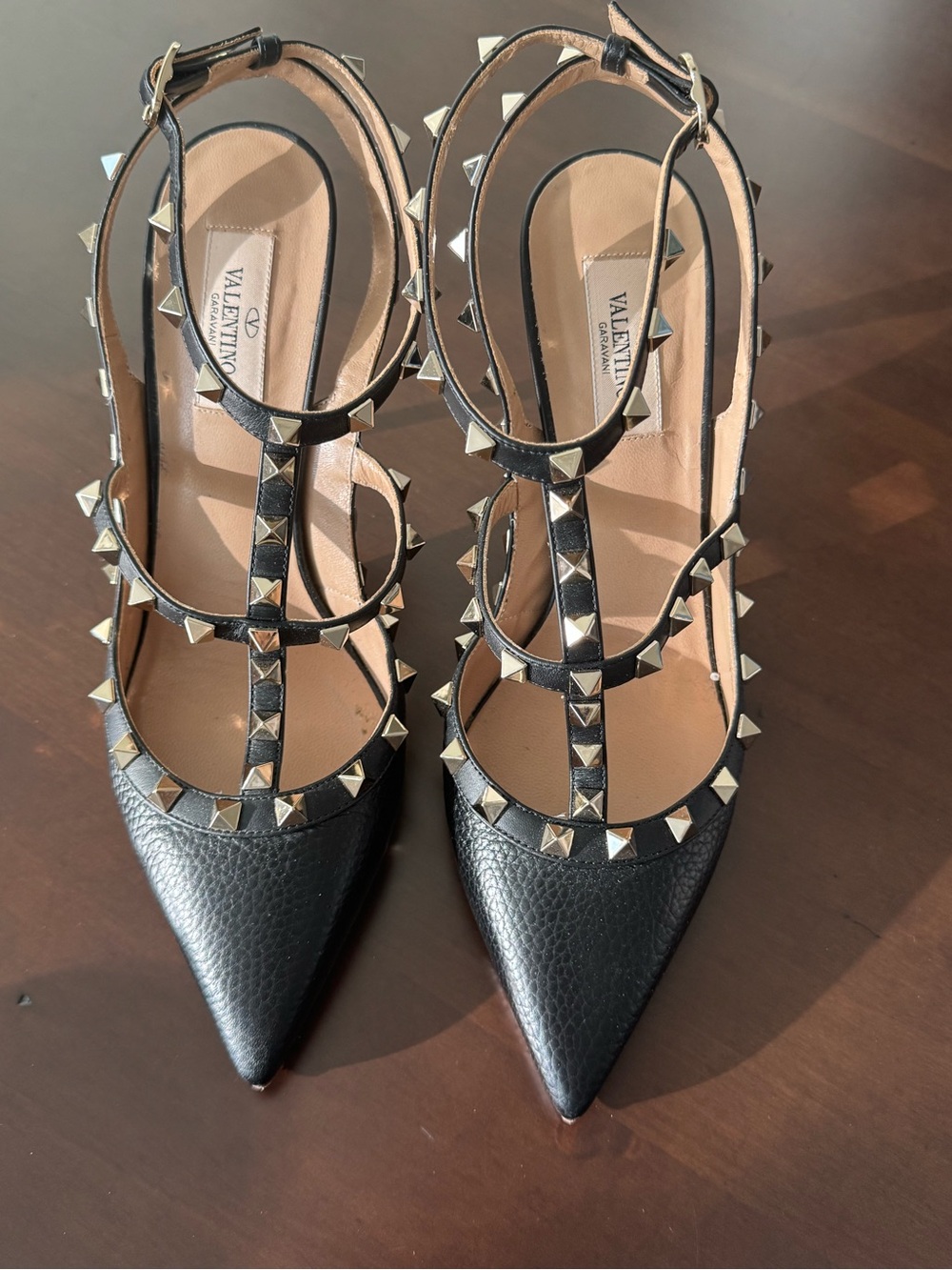 Valentino Black Studded Pointed-Toe High Heel Sandals